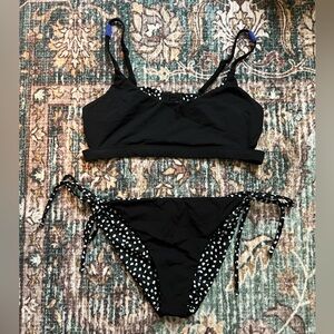 Anthropologie Reversible Black Polka Dot Bikini